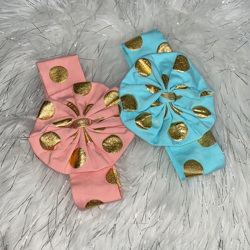 🤩4/$15🥳 blue &pink with gold dot headband bows